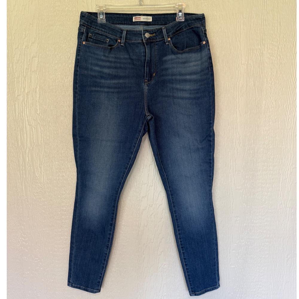 Signature Levi Strauss High Rise Skinny Jeans Blue Womens 16M W33 L30 Excellent